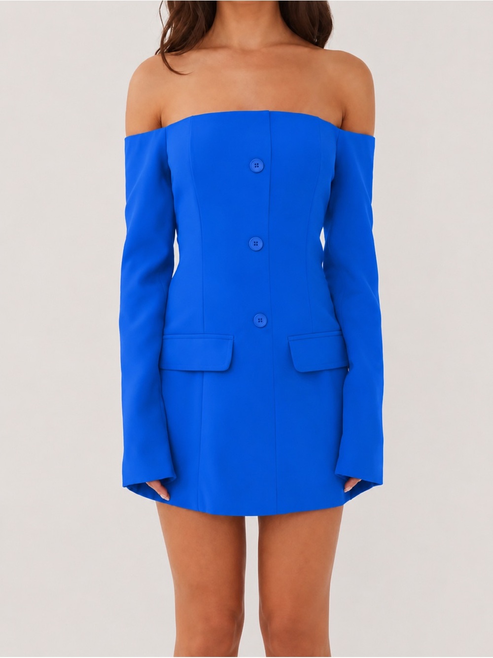 Peppermayo Exclusive - Dominique Blazer Mini Dress - Blue - Size 4